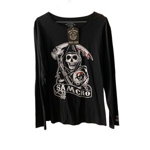Sons of Anarchy Women’s Long Sleeve T Shirt Samcro Reaper Fitted Biker Edgy
